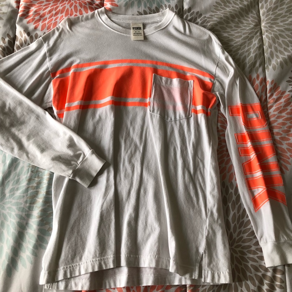 PINK white long sleeve T-shirt